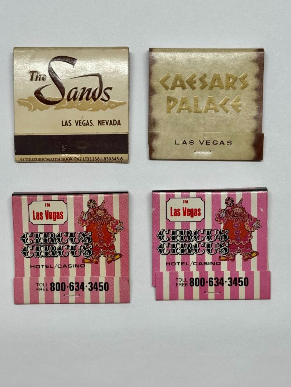 4 VINTAGE MATCHBOOKS - THE SANDS - CIRCUS CIRCUS - CAESARS PALACE - LAS VEGAS